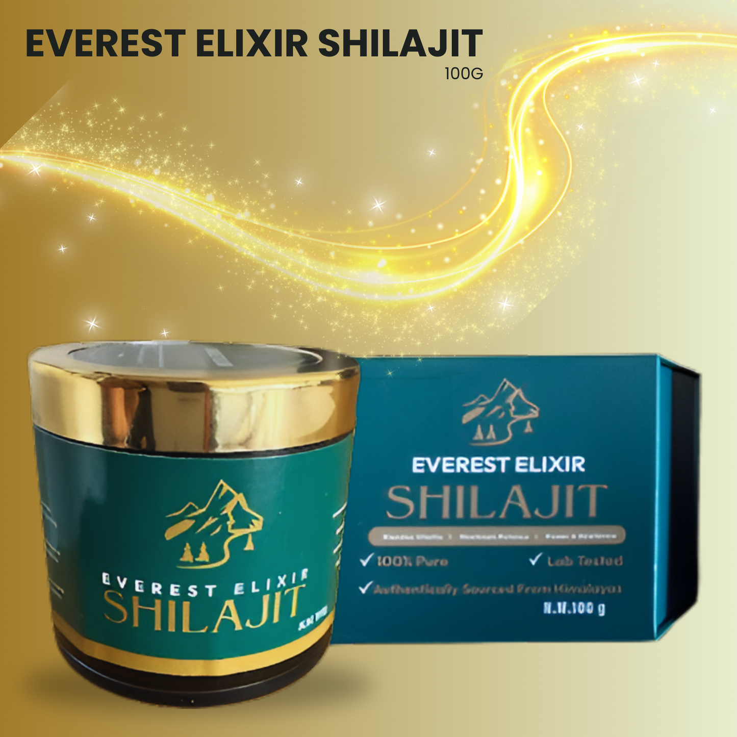 Shilajit With Spoon- Everest Elixir Shilajit- Lab-Tested - 100% Pure Himalayan Kashmir Resin Ultimate Vitality Boosts Energy