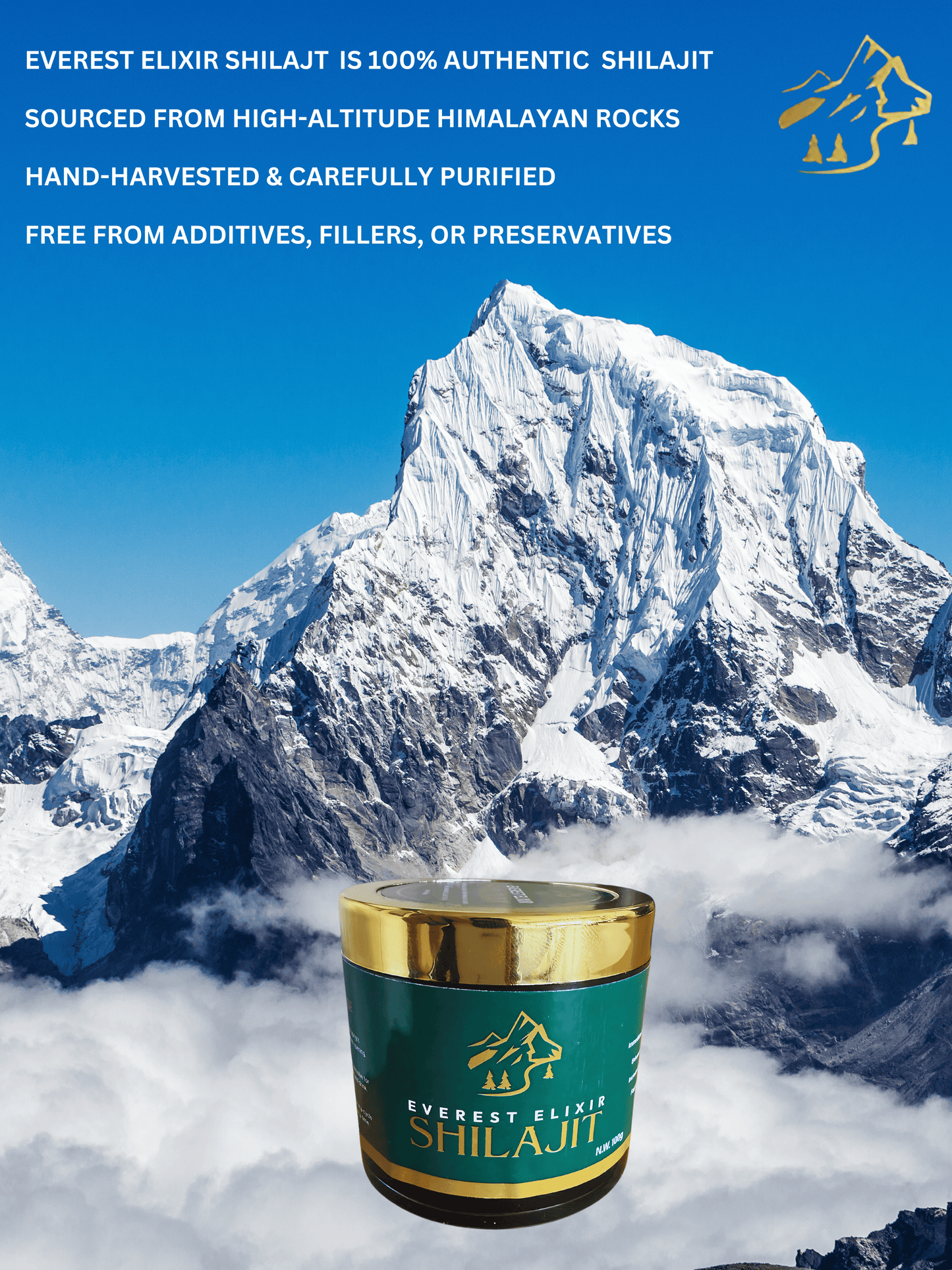 Shilajit With Spoon- Everest Elixir Shilajit- Lab-Tested - 100% Pure Himalayan Kashmir Resin Ultimate Vitality Boosts Energy