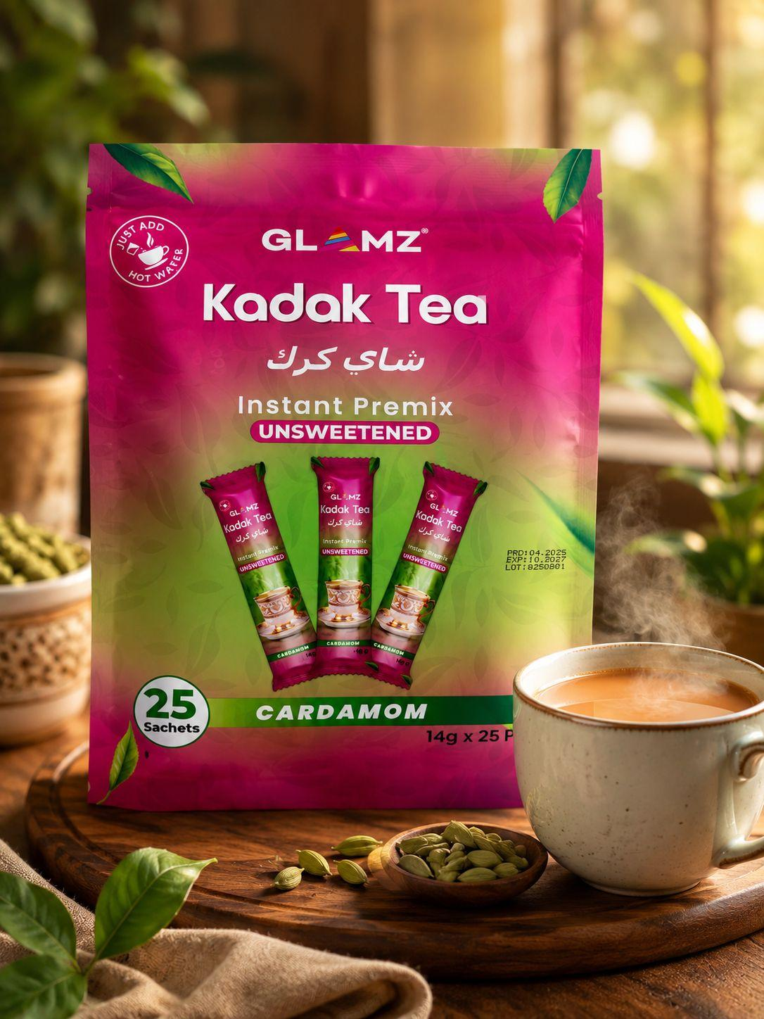 GLAMZ Kadak Tea (Chai) - Instant Premix Refreshing Chai 25 Sachets
