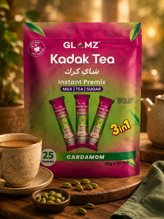 GLAMZ Kadak Tea (Chai) - Instant Premix Refreshing Chai 25 Sachets