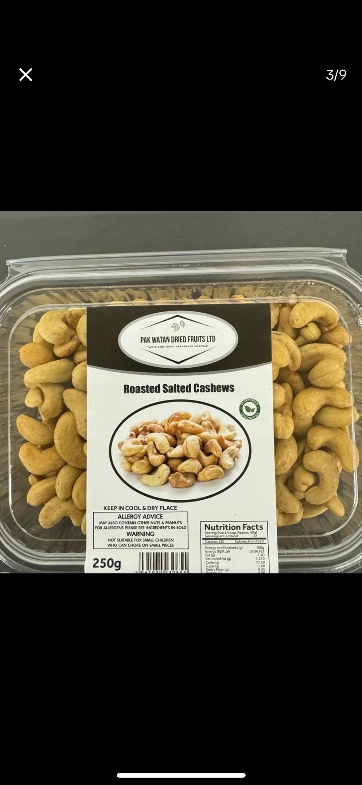 Roasted and salted cashews