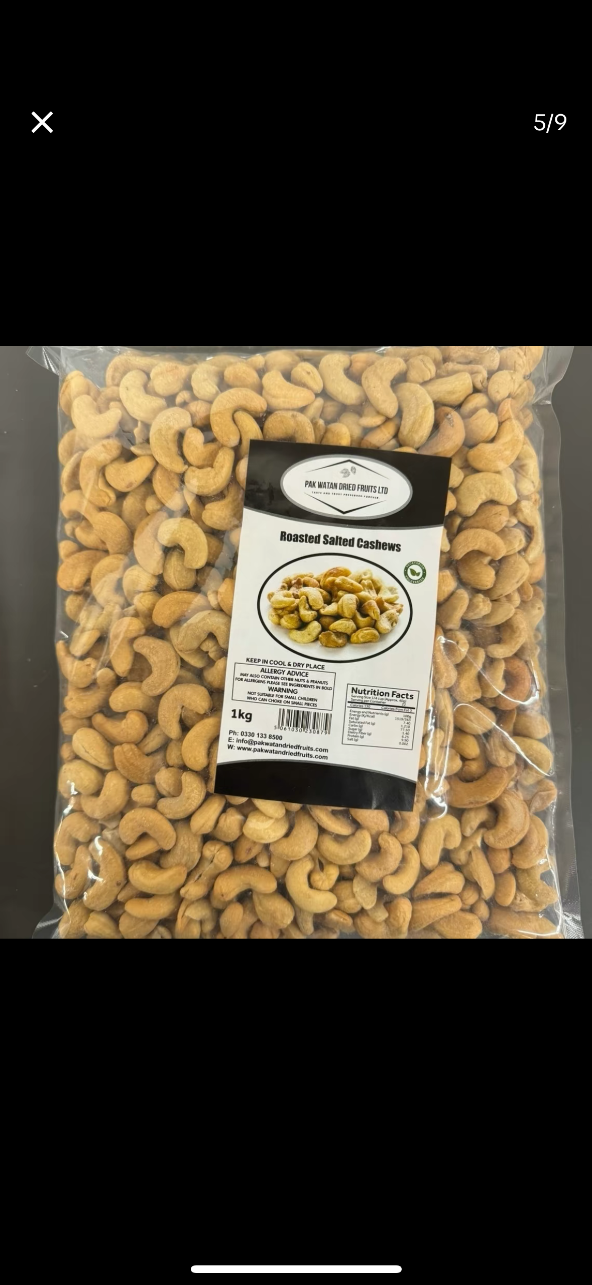 Roasted and salted cashews