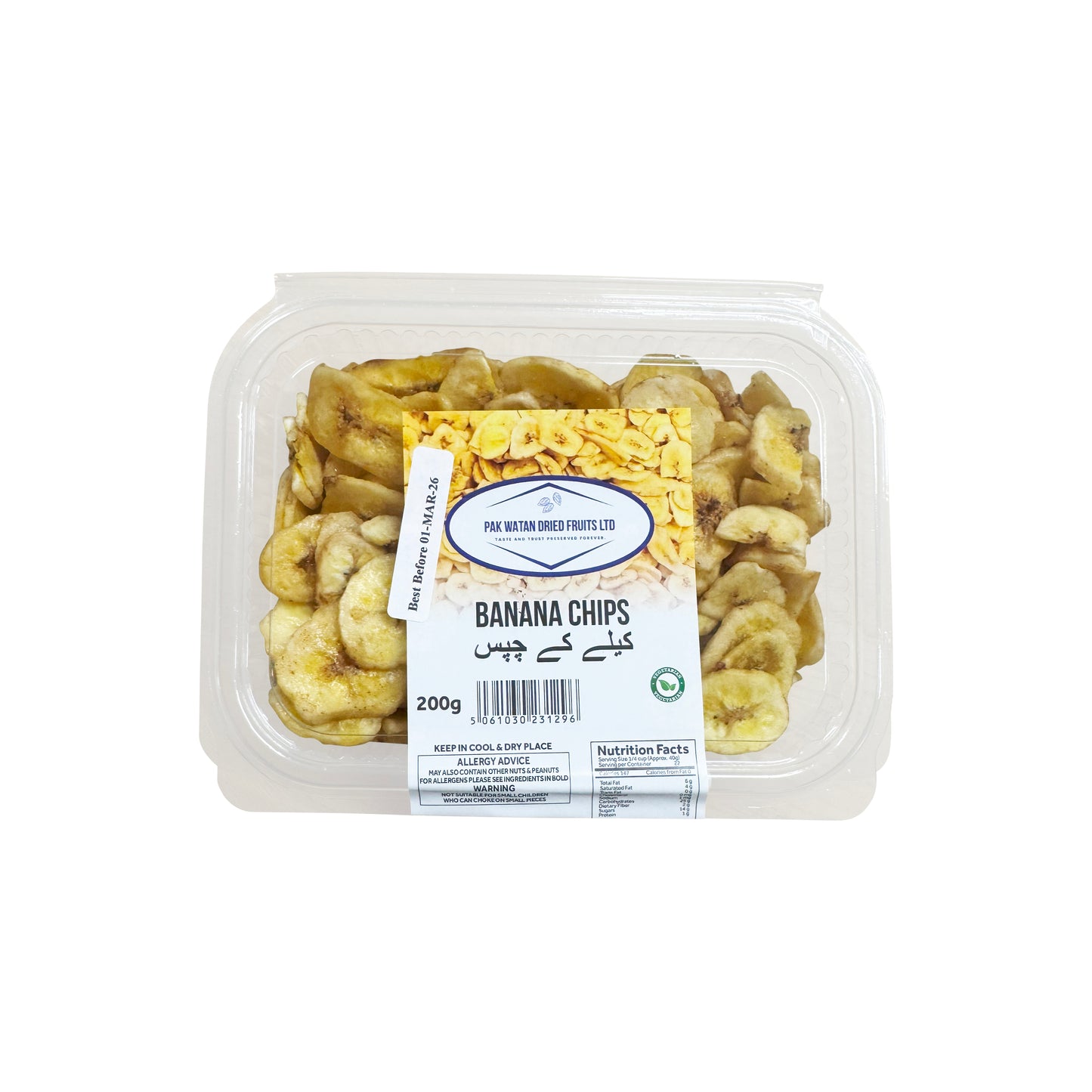 Chips de plátano deshidratado